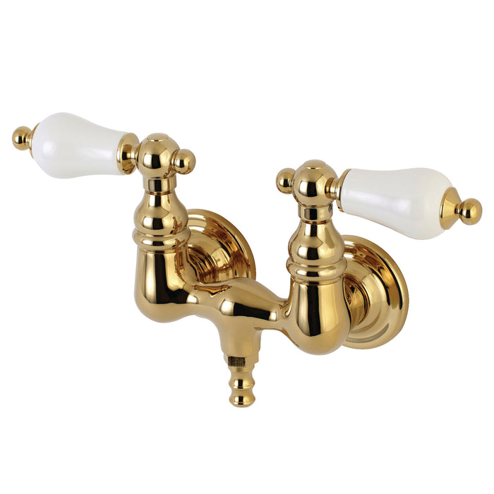 Kingston Brass AE35T2 Aqua Vintage 3-3/8 Inch Wall Mount Tub Faucet, Polished Brass