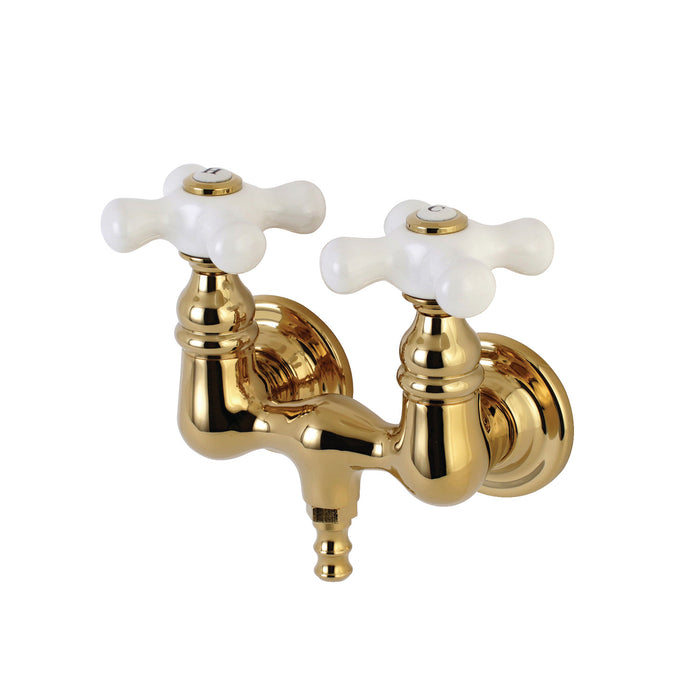 Kingston Brass AE39T2 Aqua Vintage 3-3/8 Inch Wall Mount Tub Faucet, Polished Brass