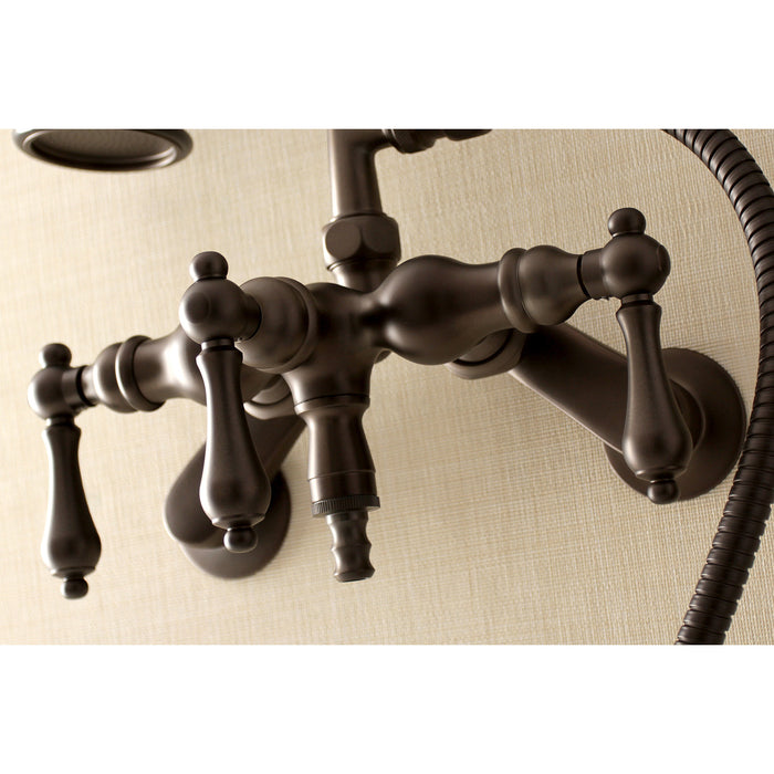 Kingston Brass AE419T5 Aqua Vintage 3-3/8 Inch Adjustable Wall Mount Clawfoot Tub Faucet with Hand Shower, Oil Rubbed Bronze