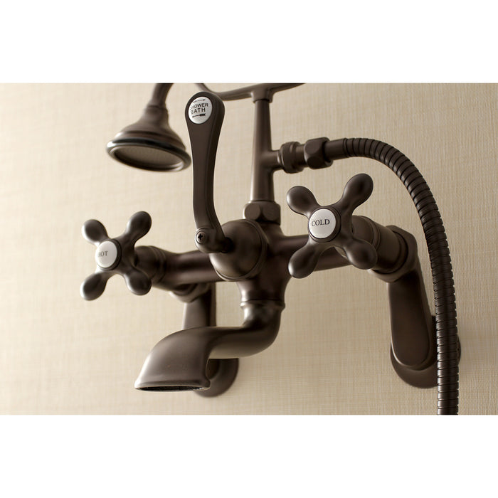 Kingston Brass AE57T5 Aqua Vintage Wall Mount Tub Faucet with Hand Shower, Oil Rubbed Bronze