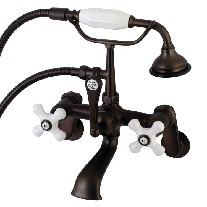 Kingston Brass AE59T5 Aqua Vintage Wall Mount Tub Faucet with Hand Shower, Oil Rubbed Bronze