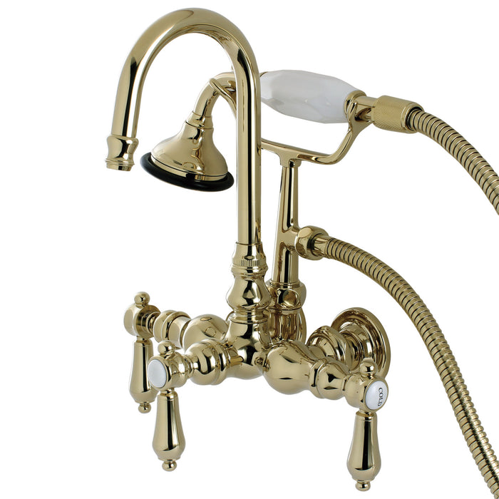 Aqua Vintage AE7T2BAL Heirloom Wall Mount Clawfoot Tub Faucet, Polished Brass