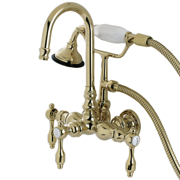 Aqua Vintage AE7T2TAL Tudor Wall Mount Clawfoot Tub Faucet, Polished Brass
