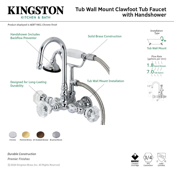 Aqua Vintage AE7T5WCL Celebrity Wall Mount Clawfoot Tub Faucet, Oil Rubbed Bronze