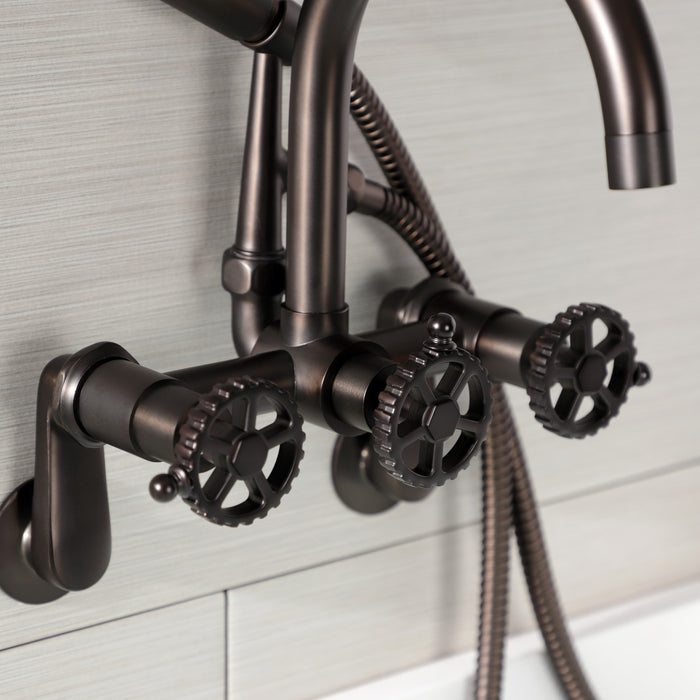 Kingston Brass AE8155CG Fuller 7-Inch Adjustable Wall Mount Clawfoot Tub Faucet, Oil Rubbed Bronze