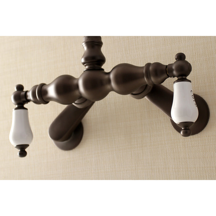 Kingston Brass AE85T5 Aqua Vintage Adjustable Center Wall Mount Tub Faucet, Oil Rubbed Bronze