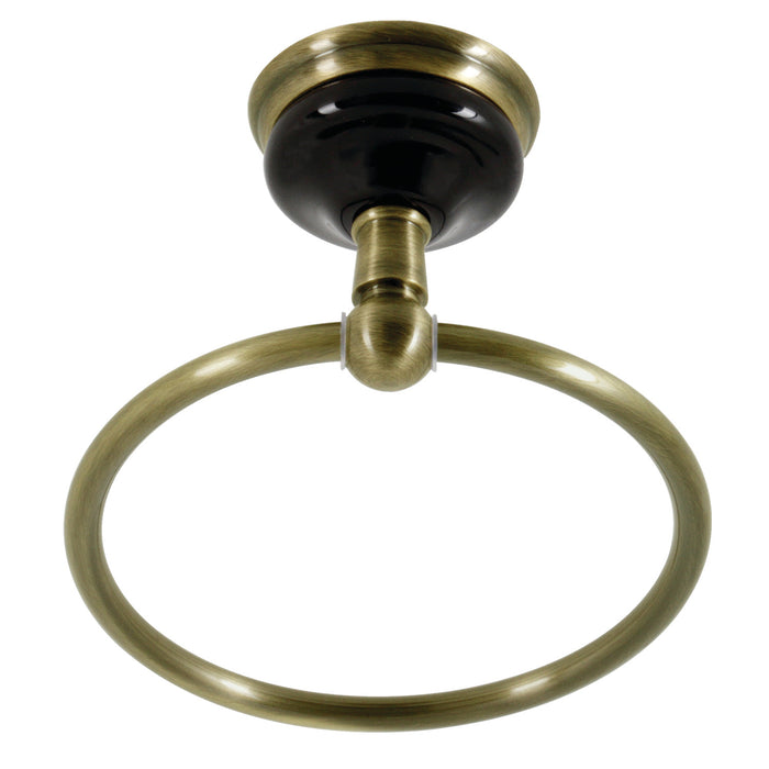 Kingston Brass BA9114AB Water Onyx 6 in. Towel Ring, Antique Brass