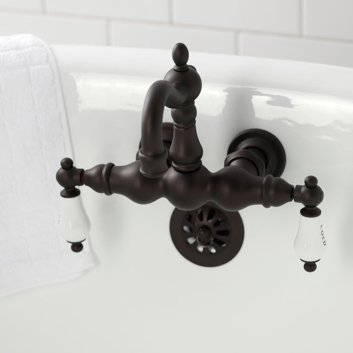 Kingston Brass CA1003T5 Heritage 3-3/8" Tub Wall Mount Clawfoot Tub Faucet, Oil Rubbed Bronze