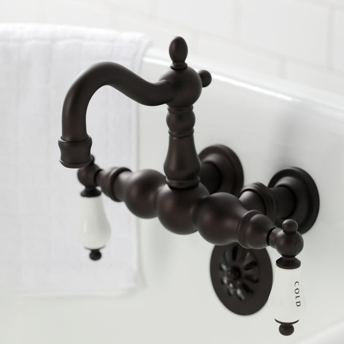 Kingston Brass CA1003T5 Heritage 3-3/8" Tub Wall Mount Clawfoot Tub Faucet, Oil Rubbed Bronze