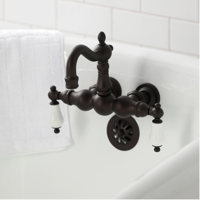 Kingston Brass CA1005T5 Heritage 3-3/8" Tub Wall Mount Clawfoot Tub Faucet, Oil Rubbed Bronze