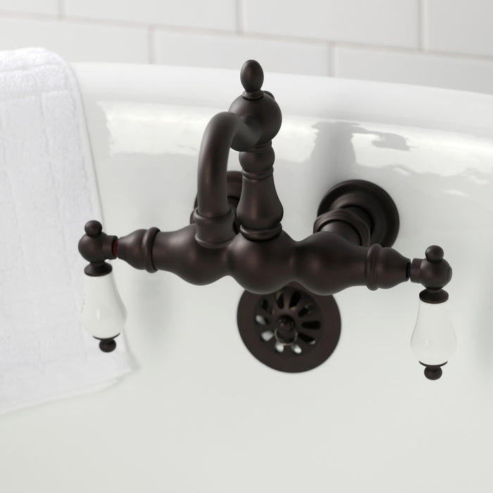 Kingston Brass CA1005T5 Heritage 3-3/8" Tub Wall Mount Clawfoot Tub Faucet, Oil Rubbed Bronze