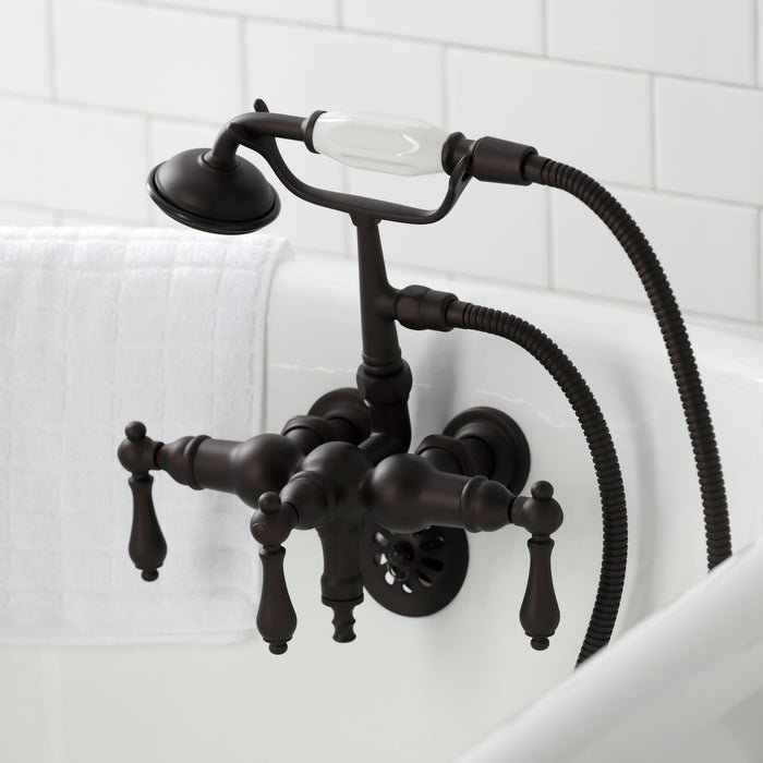 Kingston Brass CA19T5 Vintage 3-3/8" Tub Wall Mount Clawfoot Tub Faucet with Hand Shower, Oil Rubbed Bronze