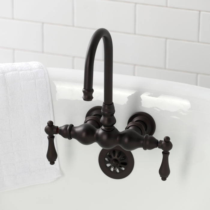 Kingston Brass CA1T5 Vintage 3-3/8" Tub Wall Mount Clawfoot Tub Faucet, Oil Rubbed Bronze