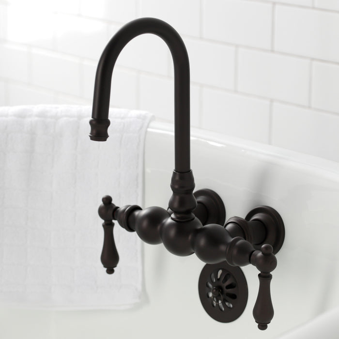 Kingston Brass CA1T5 Vintage 3-3/8" Tub Wall Mount Clawfoot Tub Faucet, Oil Rubbed Bronze