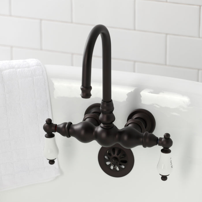 Kingston Brass CA3T5 Vintage 3-3/8" Tub Wall Mount Clawfoot Tub Faucet, Oil Rubbed Bronze