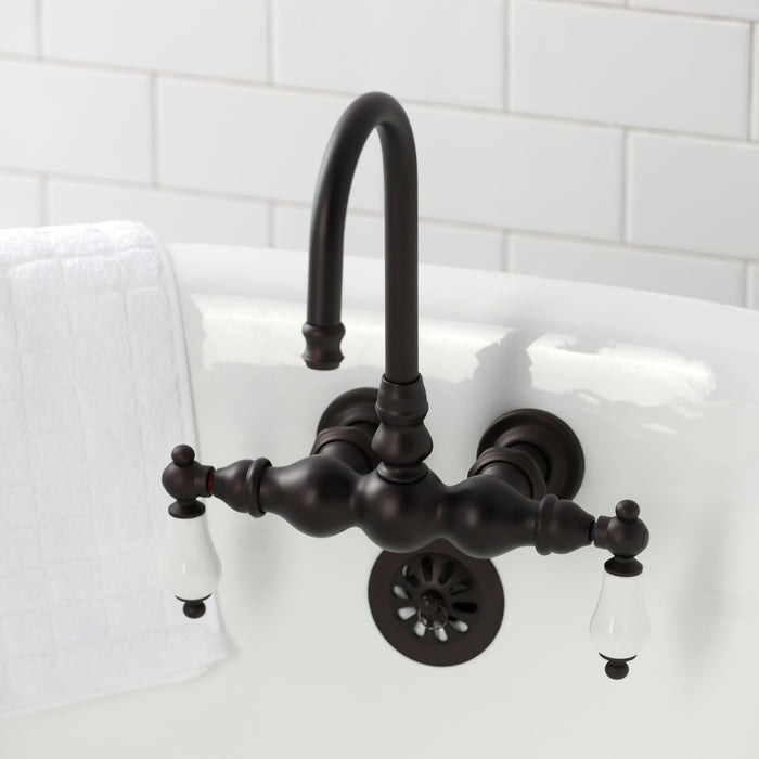 Kingston Brass CA5T5 Vintage 3-3/8" Tub Wall Mount Clawfoot Tub Faucet, Oil Rubbed Bronze