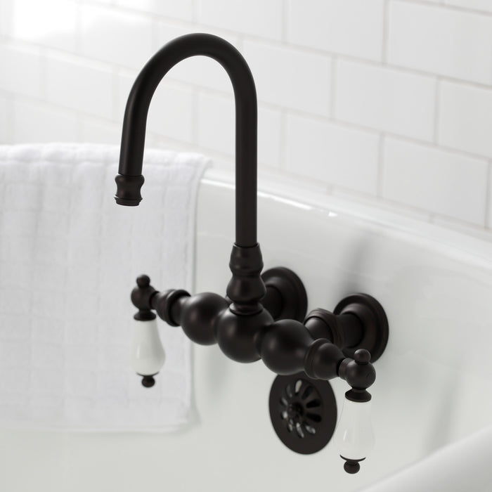 Kingston Brass CA5T5 Vintage 3-3/8" Tub Wall Mount Clawfoot Tub Faucet, Oil Rubbed Bronze