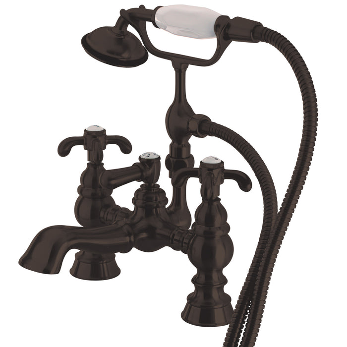 Kingston Brass CC1158T5 Vintage 7-Inch Deck Mount Tub Faucet with Hand Shower, Oil Rubbed Bronze