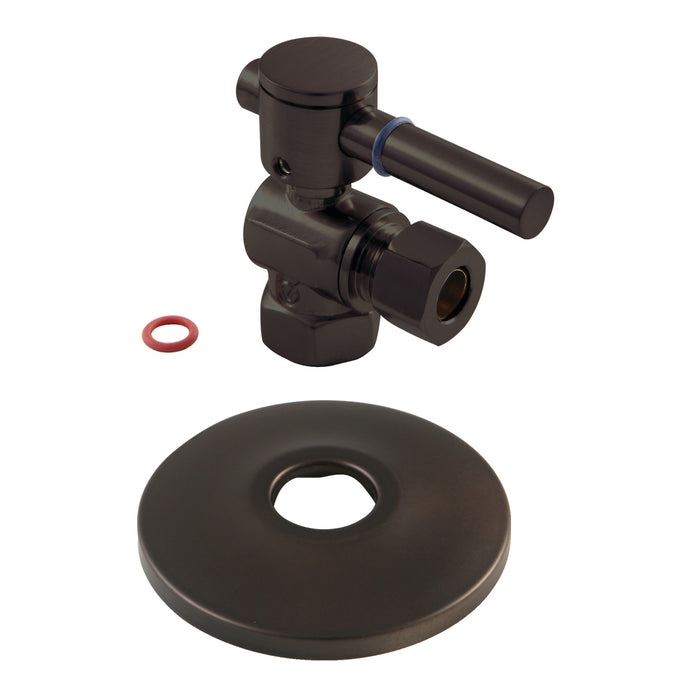 Kingston Brass CC33105DLK 3/8" FIP x 3/8" OD Comp Quarter-Turn Angle Stop Valve with Flange, Oil Rubbed Bronze