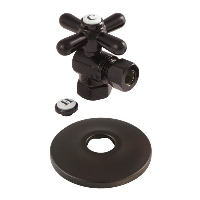 Kingston Brass CC33105XK 3/8" FIP x 3/8" OD Comp Quarter-Turn Angle Stop Valve with Flange, Oil Rubbed Bronze