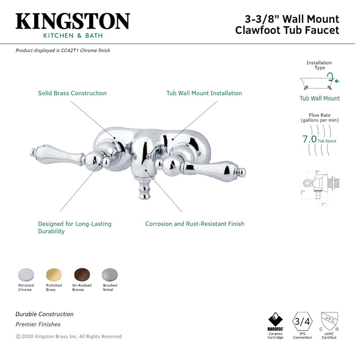 Kingston Brass CC41T5 Vintage 3-3/8-Inch Wall Mount Tub Faucet, Oil Rubbed Bronze