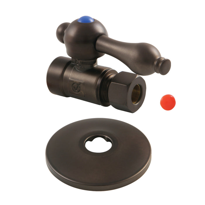 Kingston Brass CC43255K 1/2" Sweat x 3/8" O.D. Comp Straight Stop Valve with Flange, Oil Rubbed Bronze