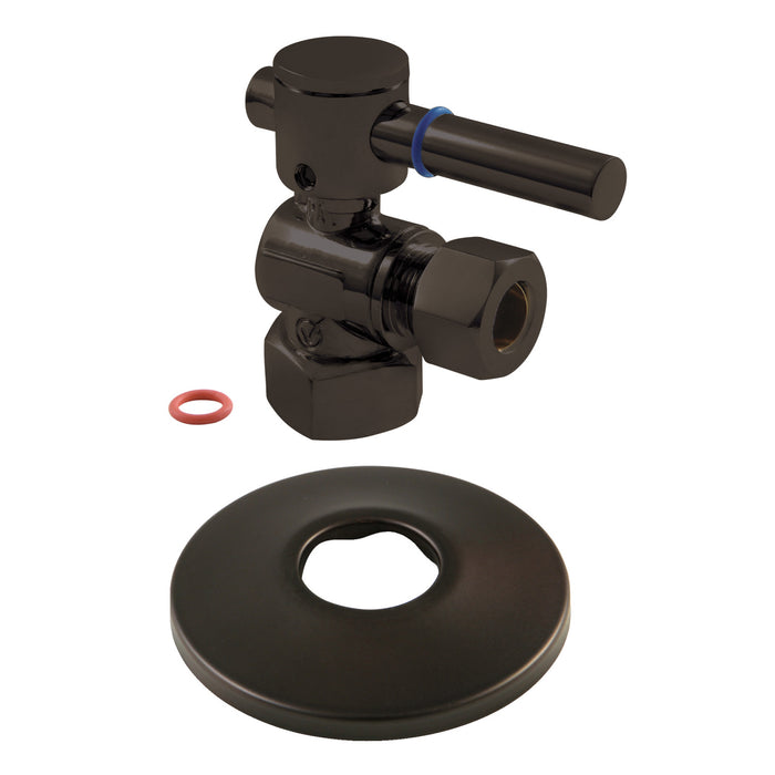 Kingston Brass CC44405DLK 1/2" FIP x 1/2" OD Comp Quarter-Turn Angle Stop Valve with Flange, Oil Rubbed Bronze