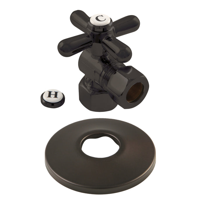 Kingston Brass CC44405XK 1/2" FIP x 1/2" OD Comp Quarter-Turn Angle Stop Valve with Flange, Oil Rubbed Bronze