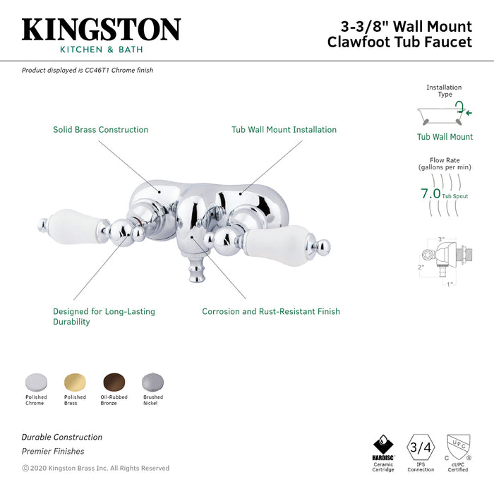 Kingston Brass CC45T5 Vintage 3-3/8-Inch Wall Mount Tub Faucet, Oil Rubbed Bronze
