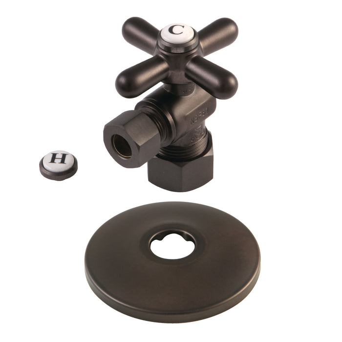 Kingston Brass CC53305XK 5/8" OD Comp x 3/8" OD Comp Quarter-Turn Angle Stop Valve with Flange, Oil Rubbed Bronze