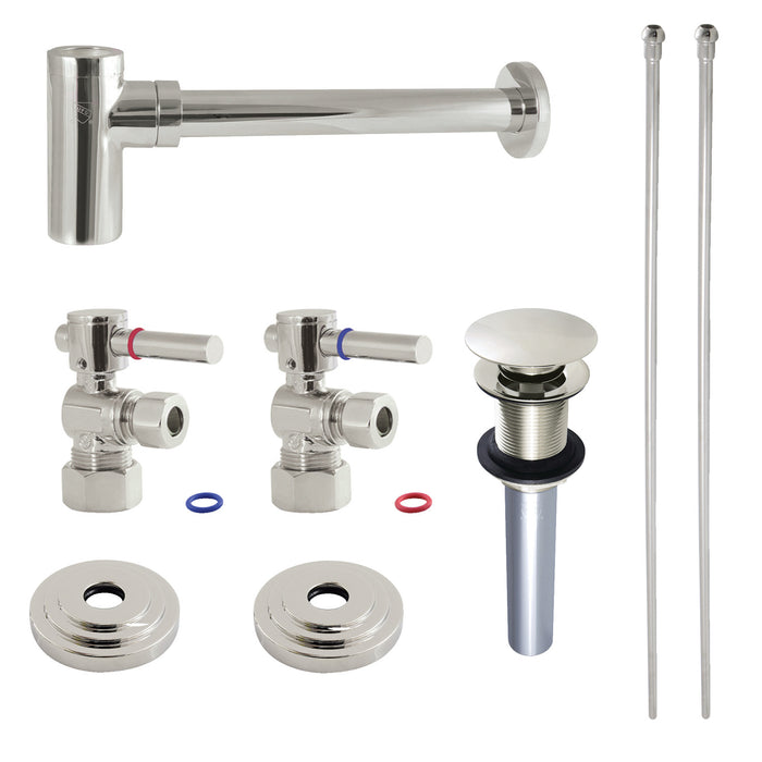 Kingston Brass CC53306DLTRMK1 Plumbing Sink Trim Kit with Bottle Trap and Drain (No Overflow), Polished Nickel