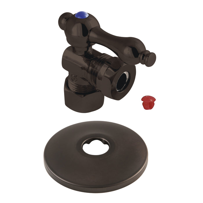 Kingston Brass CC54305K 5/8" OD Comp x 1/2" or 7/16" Slip Joint Quarter-Turn Angle Stop Valve with Flange, Oil Rubbed Bronze