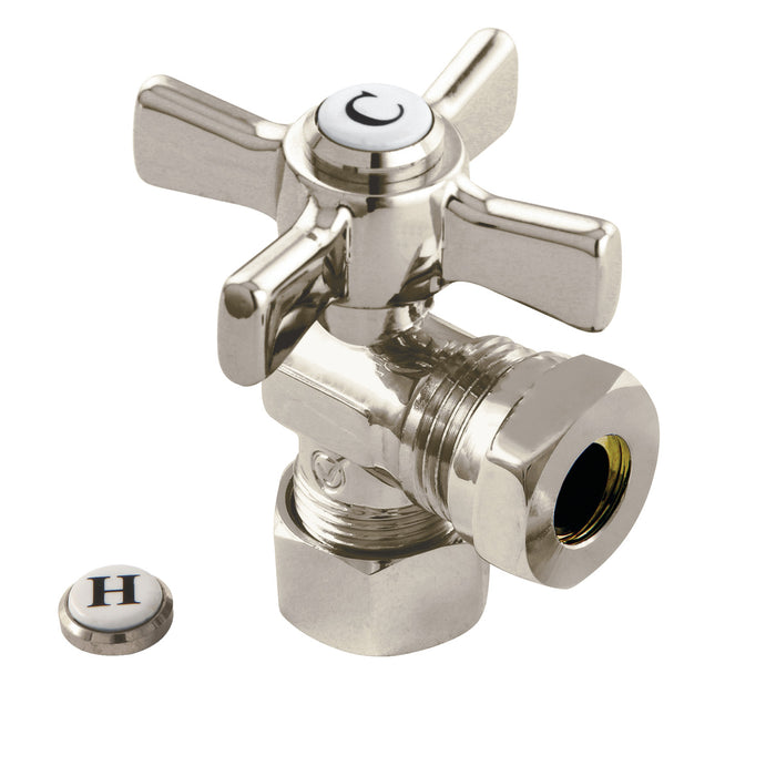 Kingston Brass CC54308ZX 5/8" OD Comp x 1/2" or 7/16" Slip Joint Angle Stop Valve, Brushed Nickel