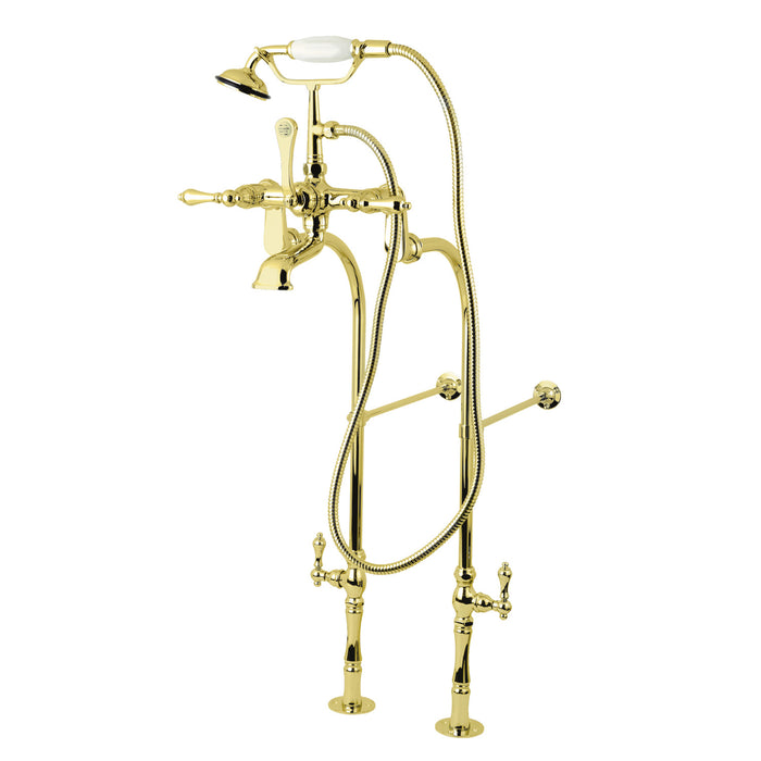 Kingston Brass CCK103T2 Vintage Freestanding Clawfoot Tub Faucet Package with Supply Line, Polished Brass