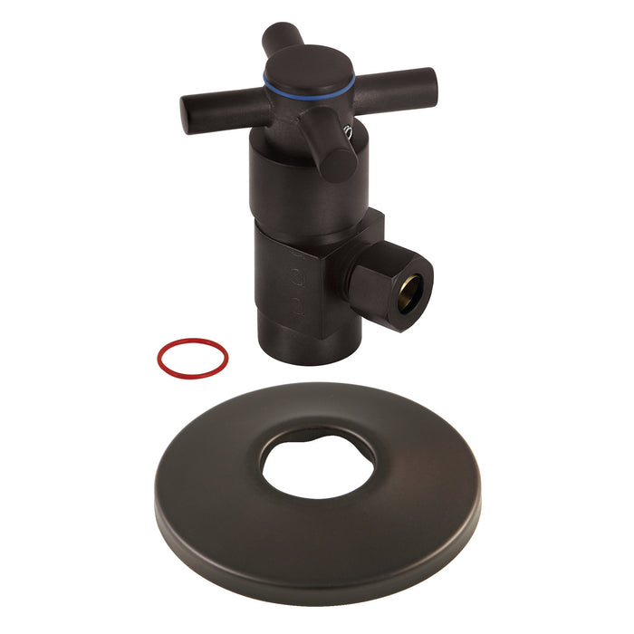 Kingston Brass CD43305DXK 1/2" FIP x 3/8" O.D. Anti-Seize Deluxe Quarter-Turn Ceramic Hardisc Cartridge Angle Stop with Flange, Oil Rubbed Bronze