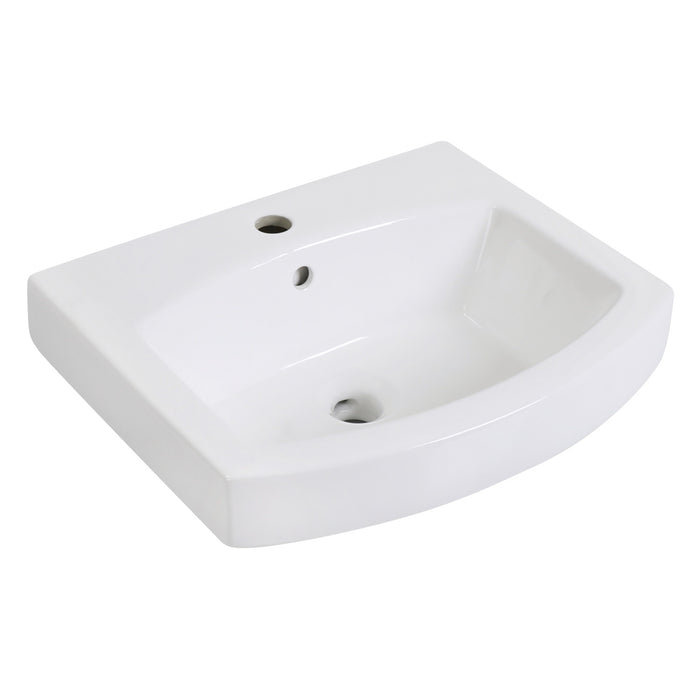 Kingston Brass EV2017 Inflection 20" Ceramic Bathroom Sink (1-Hole), White