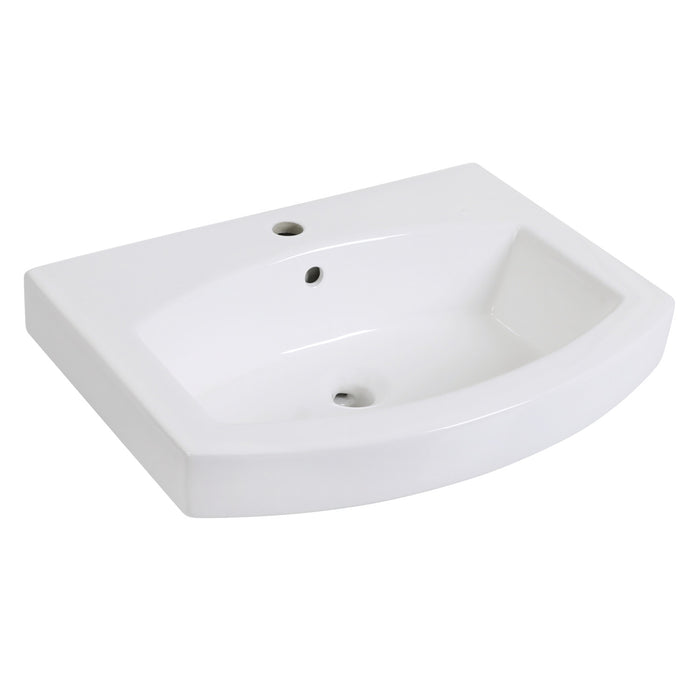 Kingston Brass EV2418 Inflection 24" Ceramic Bathroom Sink (1-Hole), White