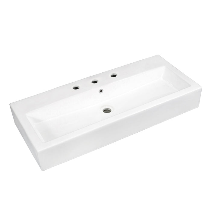 Fauceture EV3917W8 Anne 39-Inch x 17-Inch Rectangular Vessel Sink (8" Centers), White