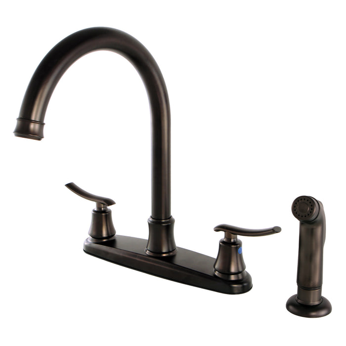 Kingston Brass FB7795JLSP 8-Inch Centerset Kitchen Faucet with Sprayer, Oil Rubbed Bronze