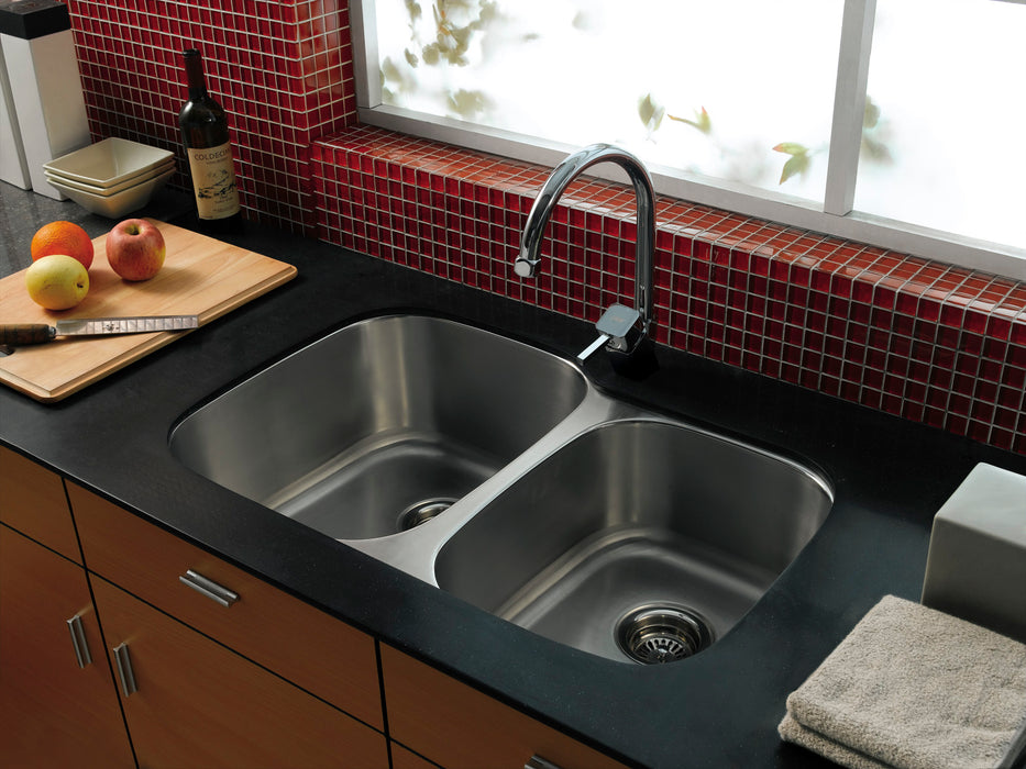 Gourmetier GKUD32194 Undermount Double Bowl Kitchen Sink, Brushed
