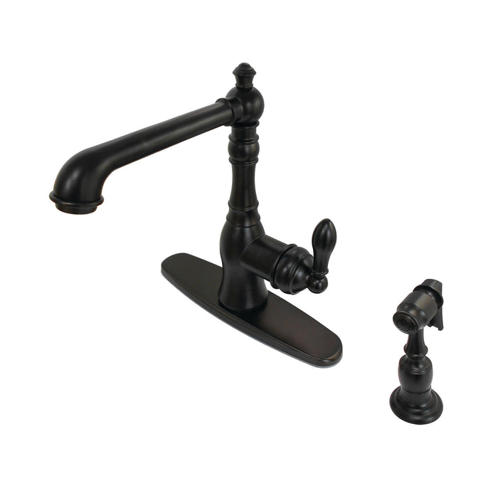 Gourmetier GSY7205ACLBS American Classic Single-Handle Kitchen Faucet with Brass Sprayer, Oil Rubbed Bronze
