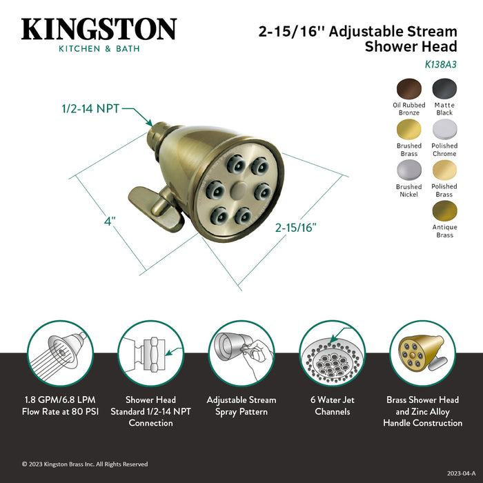 Kingston Brass K138A5 Shower Scape Adjustable Jet Spray Shower Head, Oil Rubbed Bronze