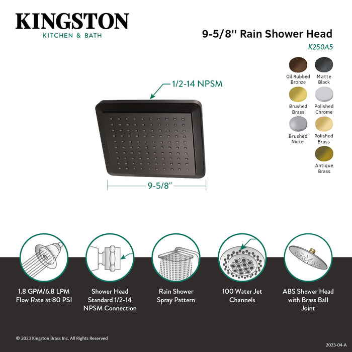 Kingston Brass K250A5 Shower Scape 9-5/8" Square Rainfall Shower Head, Oil Rubbed Bronze