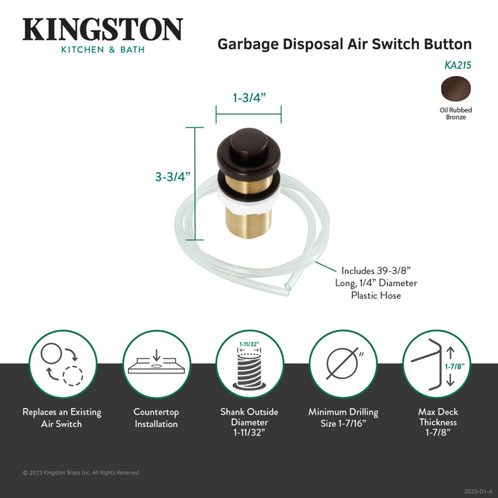 Kingston Brass KA215 Trimscape Garbage Disposal Air Switch Button, Oil Rubbed Bronze