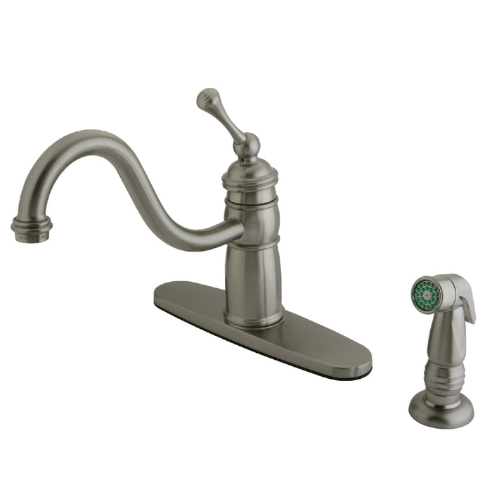 Kingston Brass KB1578BLSP Mono Deck Mount Kitchen Faucet, Brushed Nickel