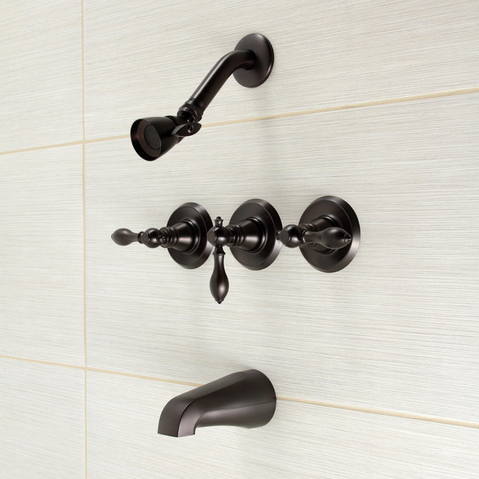 Kingston Brass KB235ACL American Classic Three-Handle Tub and Shower Faucet, Oil Rubbed Bronze