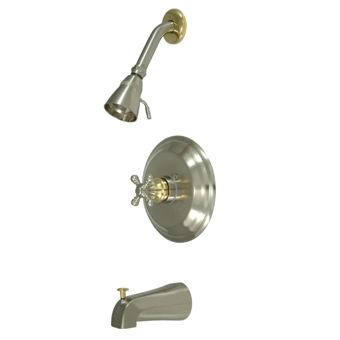Kingston Brass KB2639BX Tub and Shower Faucet, Brushed Nickel/Polished Brass