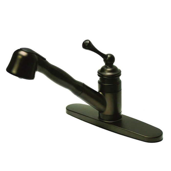 Kingston Brass KB3895BL Vintage 8" Single Handle Pull Out Kitchen Washerless Cartridge, Oil Rubbed Bronze