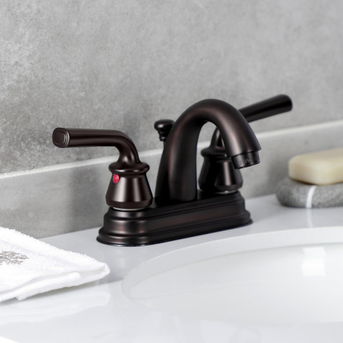 Kingston Brass KB5615RXL Restoration 4-Inch Centerset Bathroom Faucet with Pop-Up Drain, Oil Rubbed Bronze