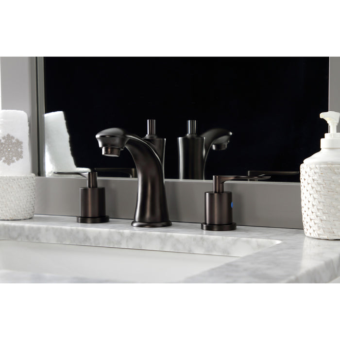 Kingston Brass KB7965SVL Two-Handle 3-Hole Deck Mount Widespread Bathroom Faucet with Pop-Up Drain in Oil Rubbed Bronze
